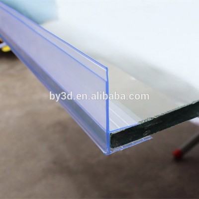 Perpendicular Design Clear PVC Flat Non-porous Surface Supermerket Shelf Price Tag/Label Holder Shelf Talker